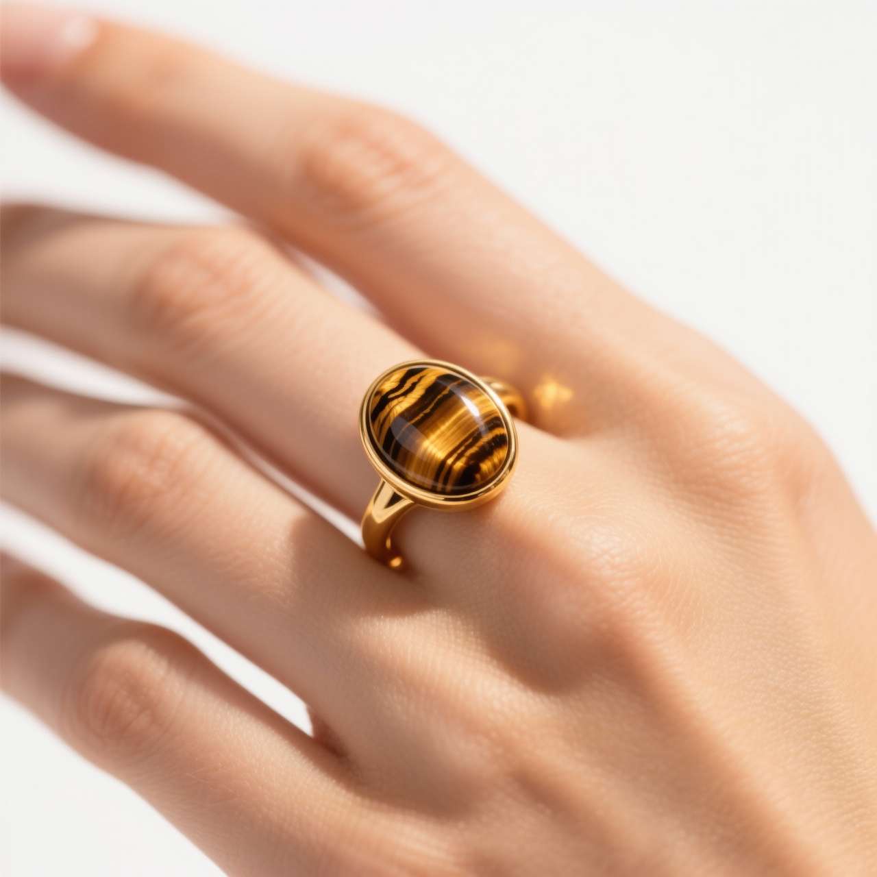 Tiger Eye Beaded Stacking Ring