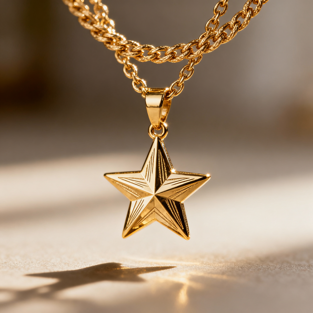 Double Layer Star & Moon Necklace – 18K Gold Plated | CELUXE Celestial Layered Jewelry - Image 5