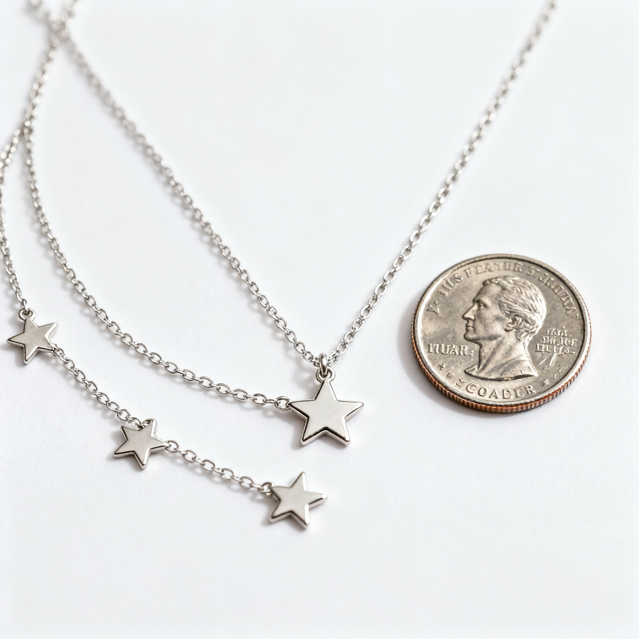 Double Layer Star & Moon Necklace – 18K Gold Plated | CELUXE Celestial Layered Jewelry - Image 6