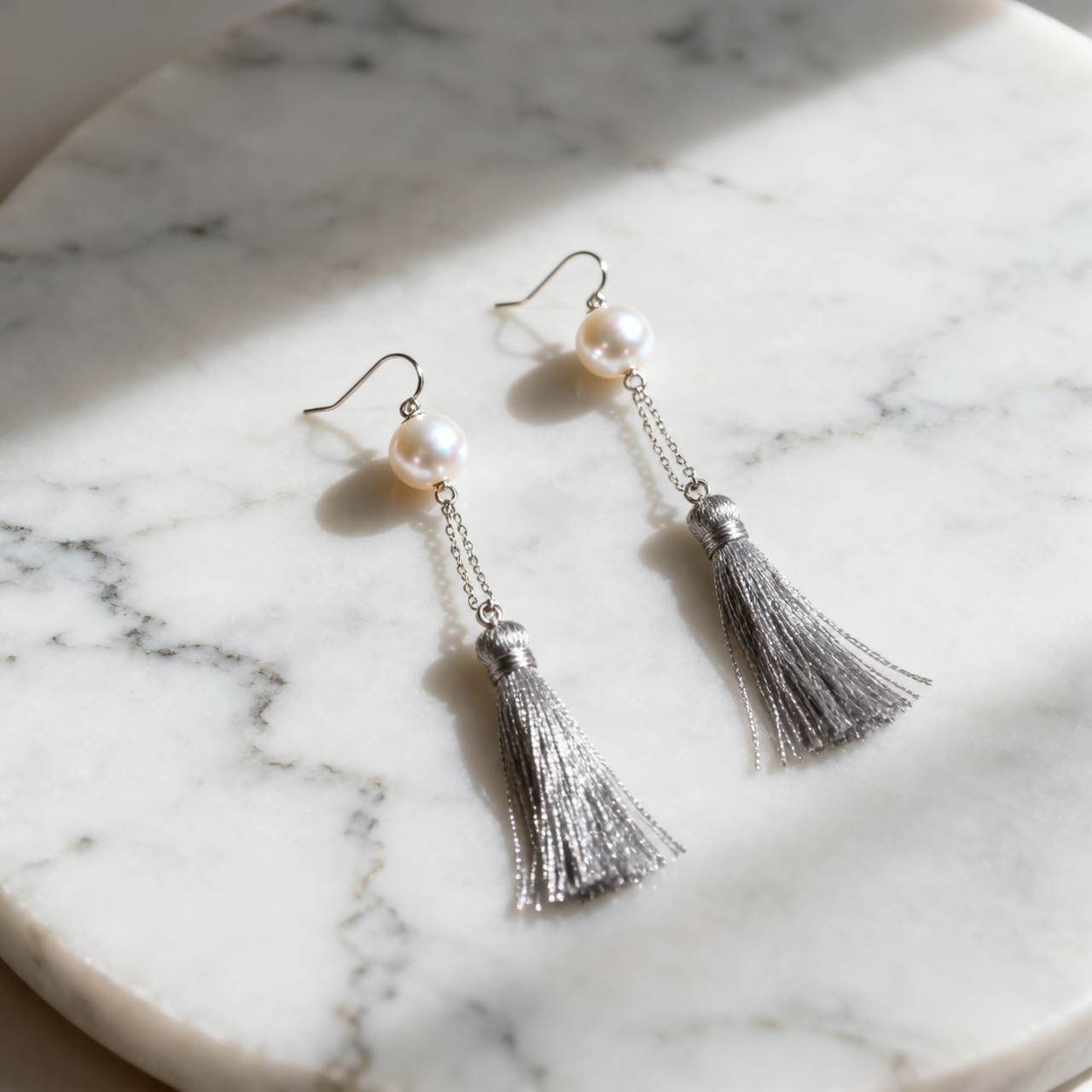 Pearl Tassel Drop Earrings – 18K Gold Plated | CELUXE Elegant Evening Statement Earrings - Image 3