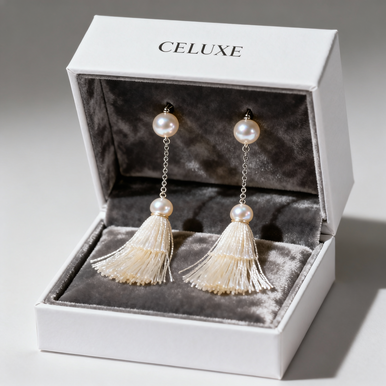 Pearl Tassel Drop Earrings – 18K Gold Plated | CELUXE Elegant Evening Statement Earrings - Image 4