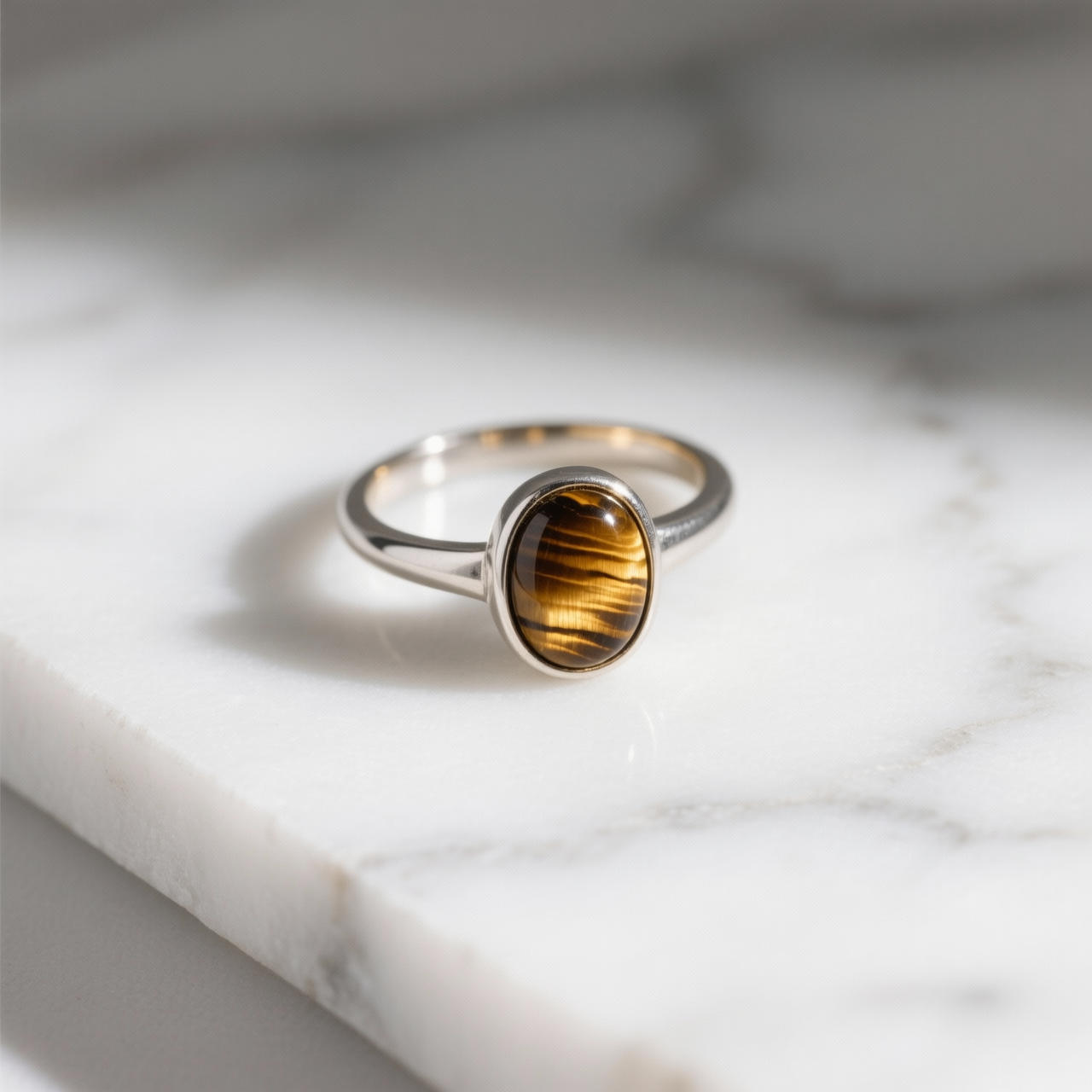 Tiger Eye Beaded Stacking Ring – 18K Gold Plated | CELUXE Boho-Chic Statement Ring - Image 3